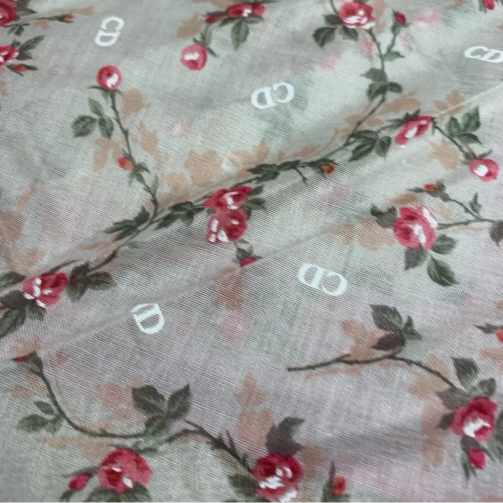 Dior Pink and Cream Floral Scarf - Picture 8 of 11